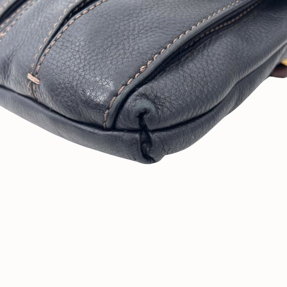 FOSSIL MORGAN TRAVELLER BLK PEBBLED LEATHER ORGANIZER CROSSBODY MESSENGER BAG - Picture 6 of 12